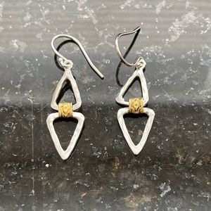 SILPADA 925 DOUBLE TRIANGLE EARRINGS WITH BRASSS VGUC